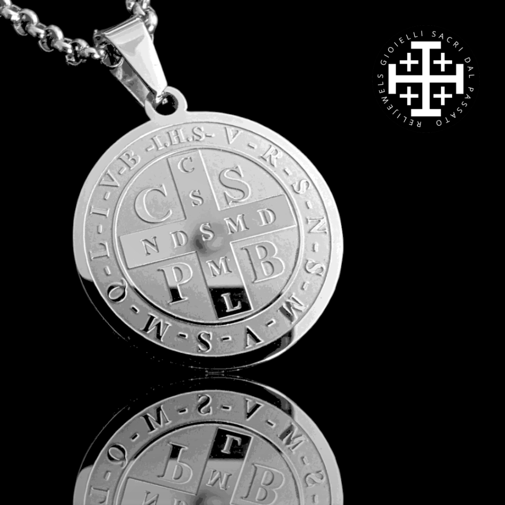 Saint Benedict medal in steel | médaille de Saint Benoît en acier | medalla de San Benito de acero