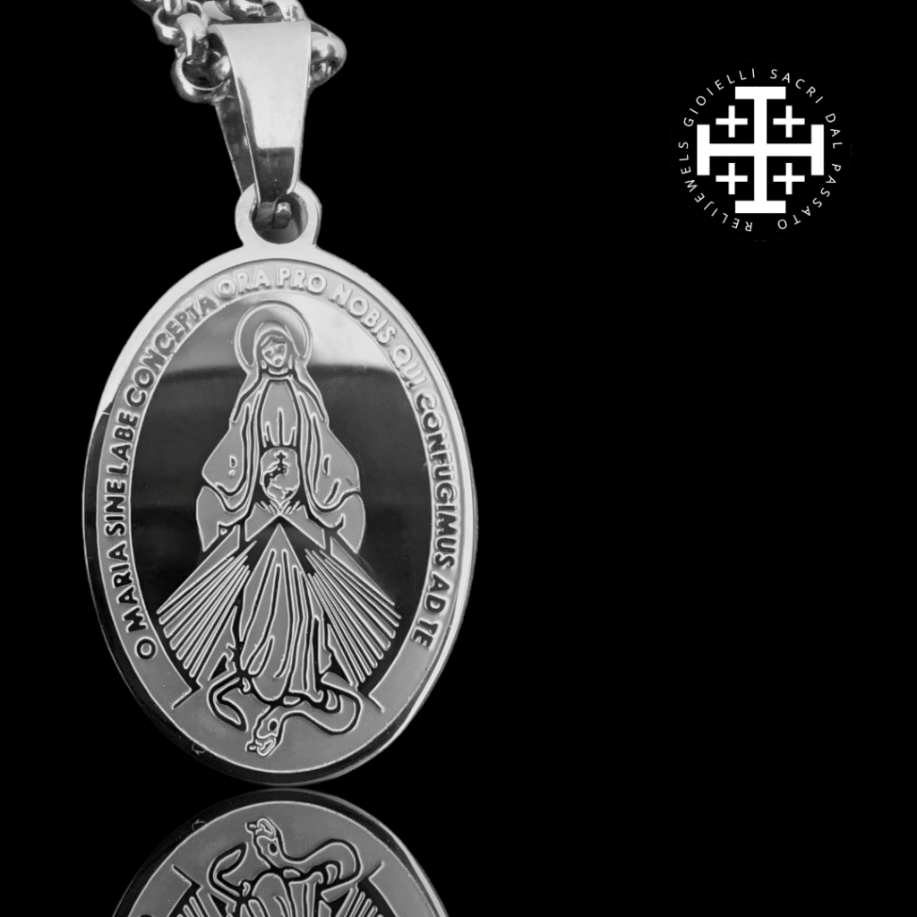 Original Miraculous Medal in steel, Médaille Miraculeuse Originale en acier, Original Wunderbare Medaille aus Stahl, Medalla Milagrosa Original en acero